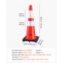 VEVOR Warnkegel 8er-Pack 715 mm Verkehrskegel Verkehrshütchen Pylonen PVC, für Parkplätze, Absperr- oder Warnbereiche, Verkehrsleitkegel mit Hochsichtbaren Reflektorstreifen, Platzsparend Stapelbar