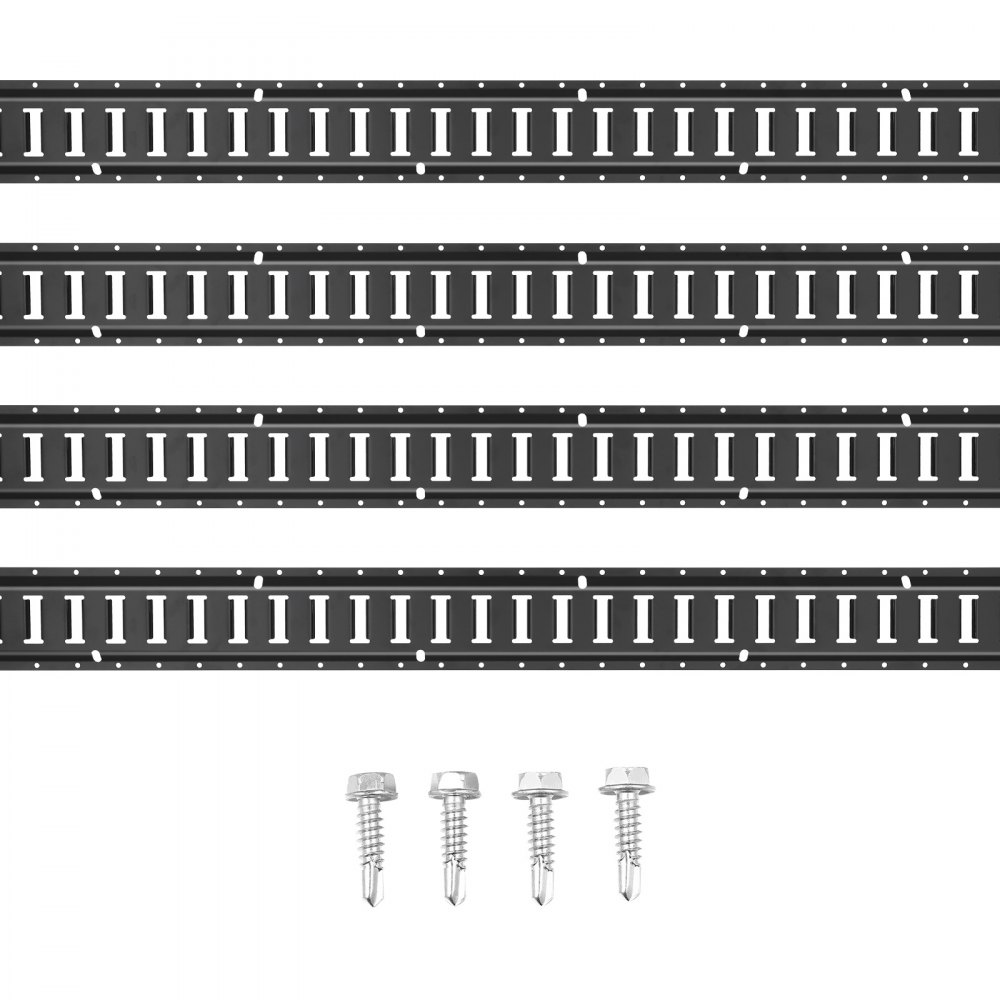 VEVOR E-Track-Schienen-Set, 1,52 m lange Stahlschienen, 4er-Pack,  Tragfähigkeit bis zu 914 kg, robuste Schienen mit Schrauben für Garagen, Lieferwagen, Anhänger, Motorrad-Zurrgurte, ATV-Halterungen