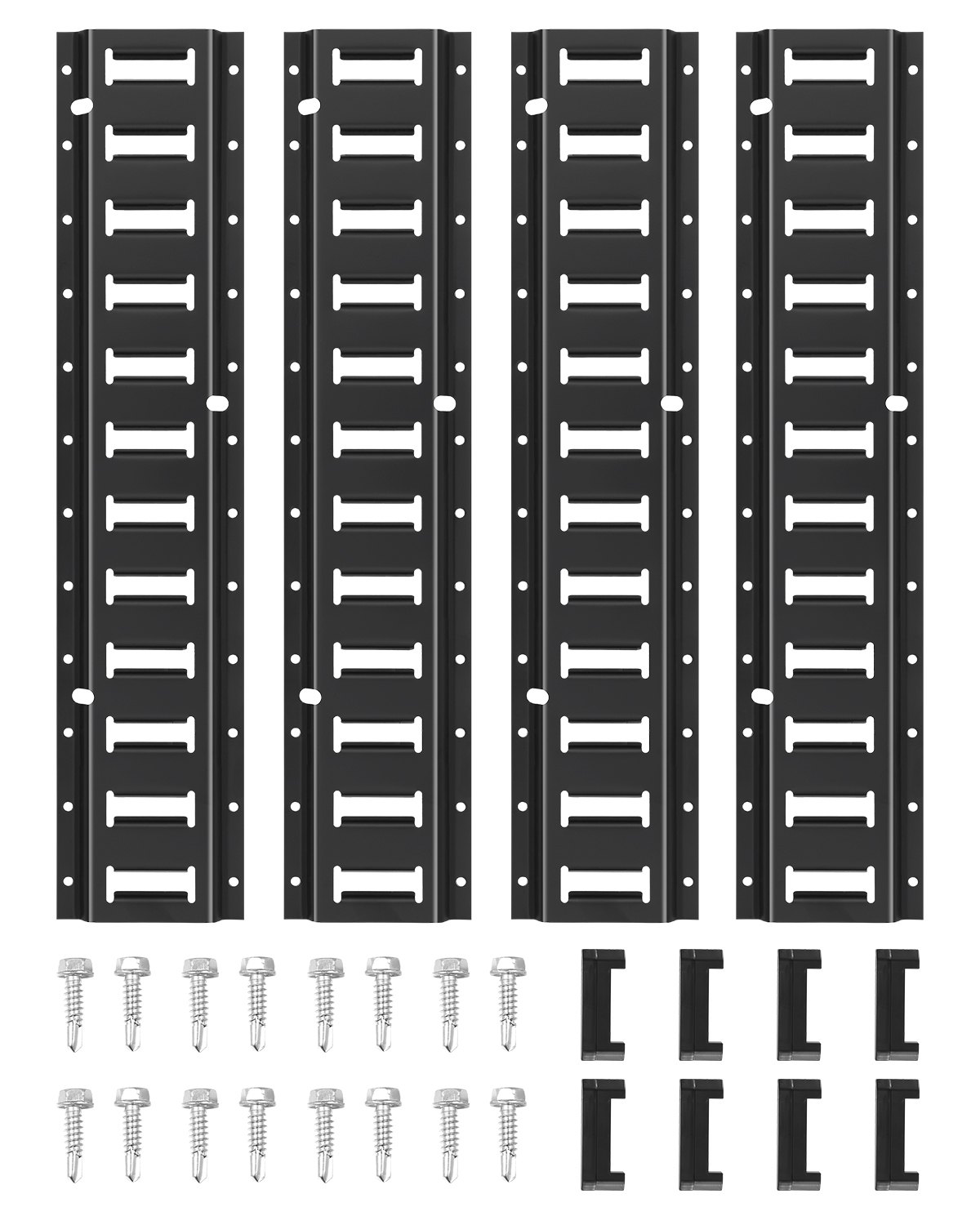 VEVOR E-Track Rail Set, 2-foot steel rails, 4-pack, load capacity up to 907 kg, heavy-duty rails with screws for garages, vans, trailers, motorcycle tie-down straps, ATV mounts