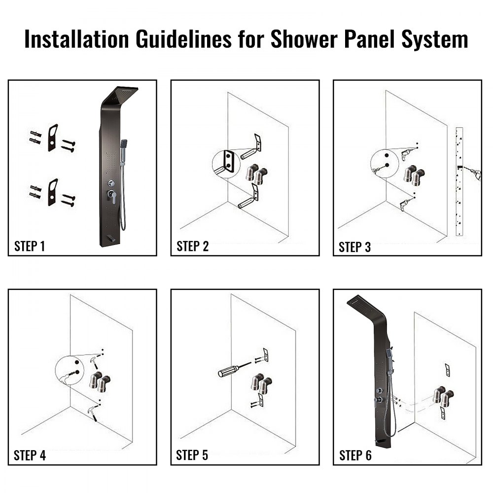 5 in1 Stainless Steel Shower Panel System Water Faucet Sprayer