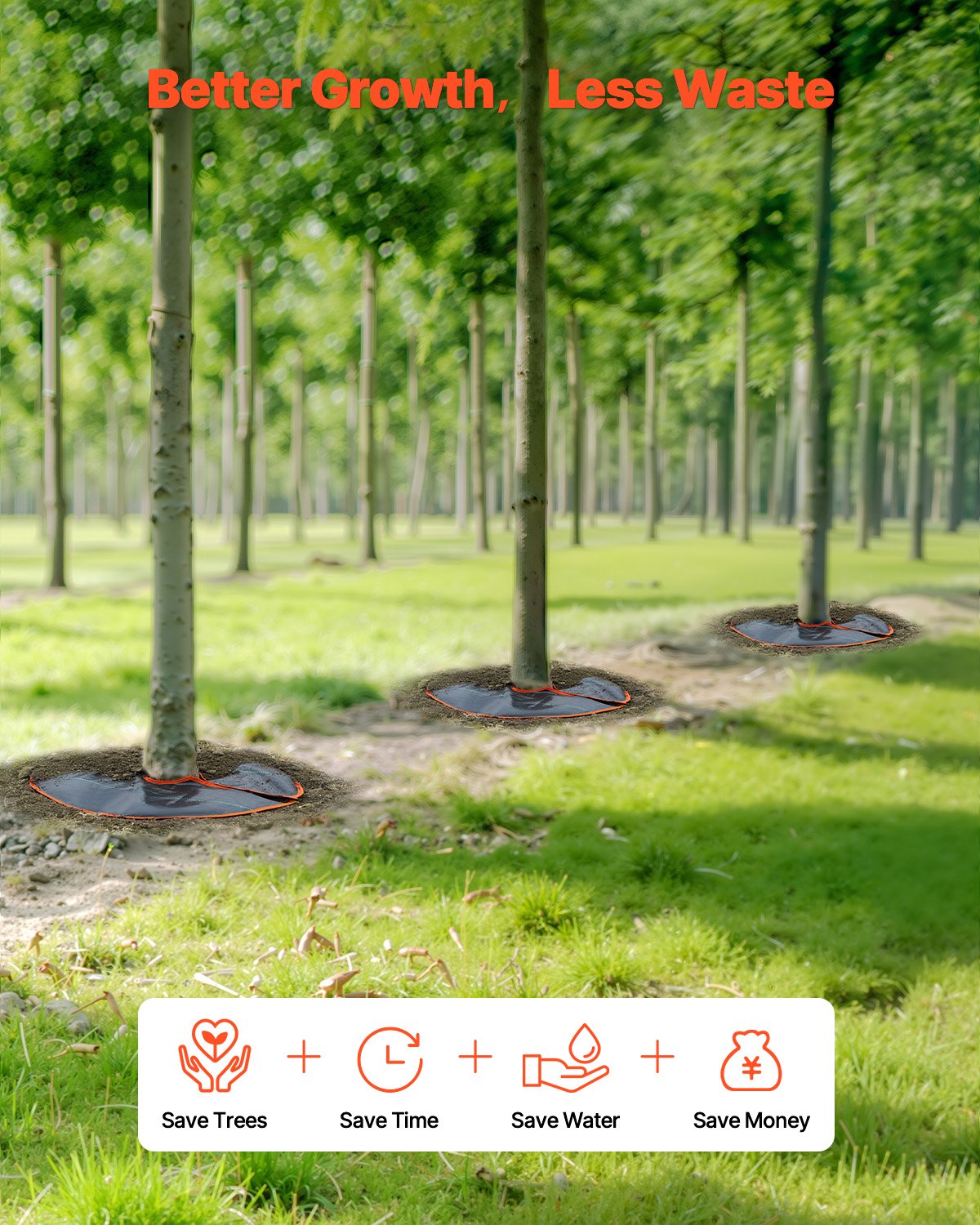 VEVOR Baumbewässerungsringe, 4er-Set 37,8 L, Bewässerungssack, langsam freisetzende Baumbewässerungsbeutel für bis zu 30 Tage, automatisches Tropfsystem zum Pflanzen von Gartenbäumen & Sträuchern