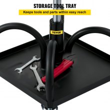 VEVOR Rollbarer Garagenhocker, 135 kg Tragkraft, Höhenverstellbar von 40 bis 52 cm, Mechanikersitz mit 360-Grad-Schwenkrädern und Werkzeugablage, für Werkstatt, Autowerkstatt, Schwarz