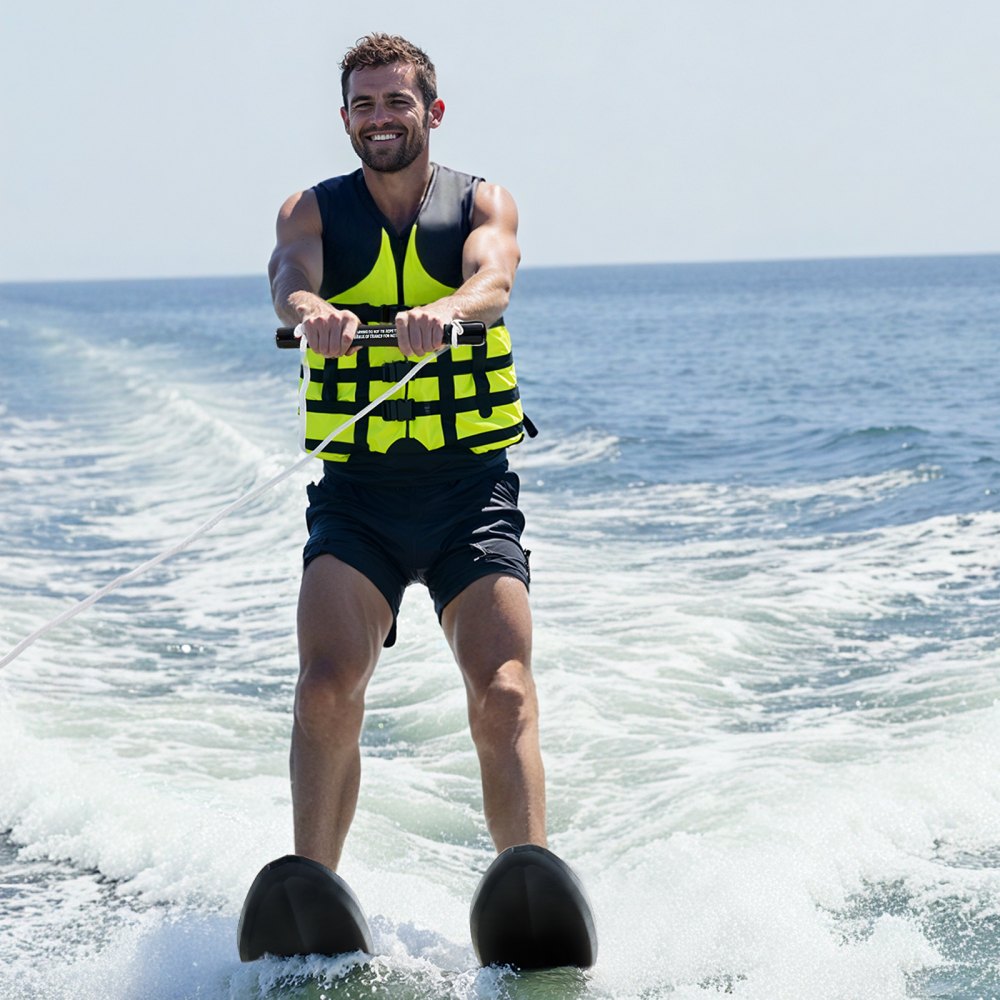 VEVOR Wasserski (150 cm) mit X-7 verstellbaren Hufeisenbindungen & gepolsterter hinterer Zehenplatte, Hochglanz-UV-Beschichtung, Wasserski-Kombination für Erwachsene bis 136 kg