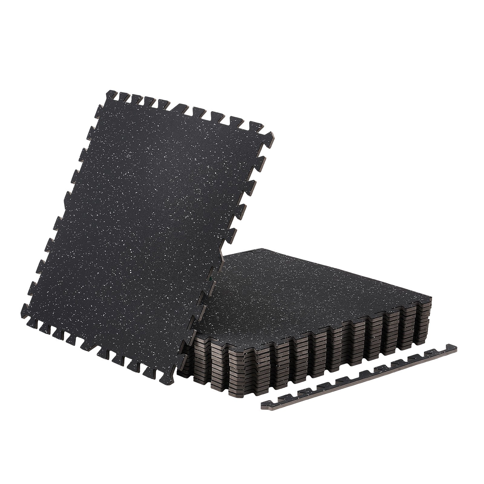 VEVOR 12 x Puzzlematte Bodenschutzmatte 610 x 610 x 10 mm, Hochdichte EVA-Schaumstoffmatte, Ineinandergreifende Fitnessmatte Gymnastikmatte Sportmatte, Trainingsmatte (Schwarz) mit Weißen Punkten
