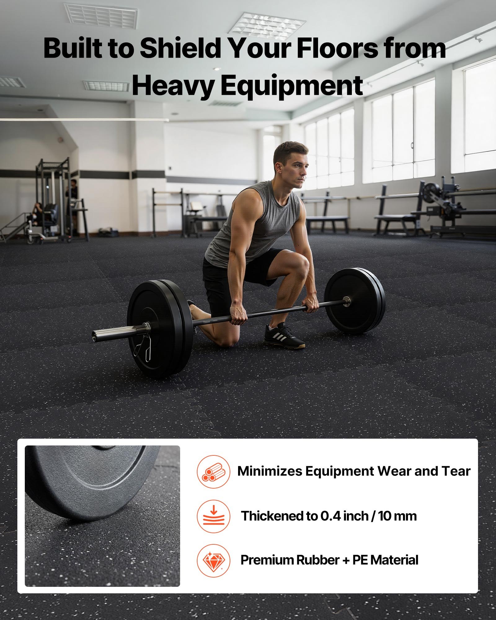 VEVOR Puzzle Exercise Mat, 24 PCS Fitness Equipment Mats, 610 x 610 x 10 mm, High-Density EVA Foam Mat Set, Interlocking Rubber Soft Tiles, Protective Floor Padding with White Dots for Home Gym Office