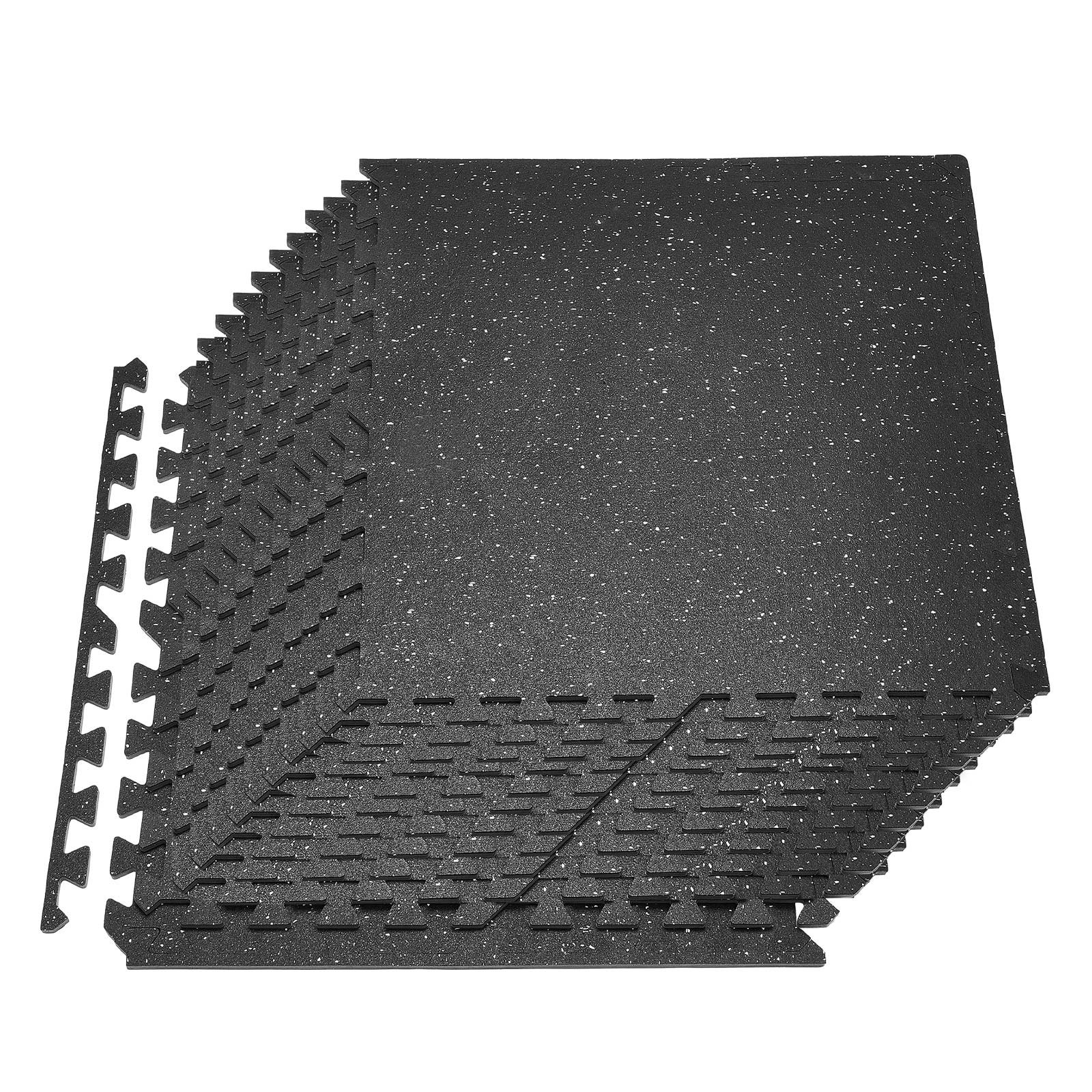 VEVOR Puzzle Exercise Mat, 24 PCS Fitness Equipment Mats, 610 x 610 x 10 mm, High-Density EVA Foam Mat Set, Interlocking Rubber Soft Tiles, Protective Floor Padding with White Dots for Home Gym Office