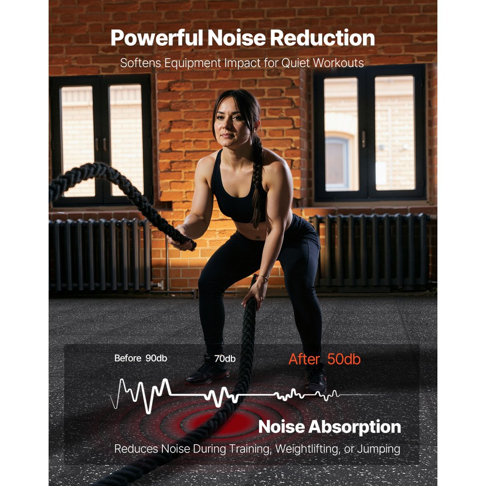 VEVOR Puzzle Exercise Mat, 12 PCS Fitness Equipment Mats, 610 x 610 x 14 mm, High-Density EVA Foam Mat Set, Interlocking Rubber Soft Tiles, Protective Floor Padding with White Dots for Home Gym Office