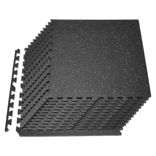 VEVOR 24 x Puzzlematte Bodenschutzmatte 610 x 610 x 14 mm, Hochdichte EVA-Schaumstoffmatte, Ineinandergreifende Fitnessmatte Gymnastikmatte Sportmatte, Trainingsmatte (Schwarz) mit Weißen Punkten