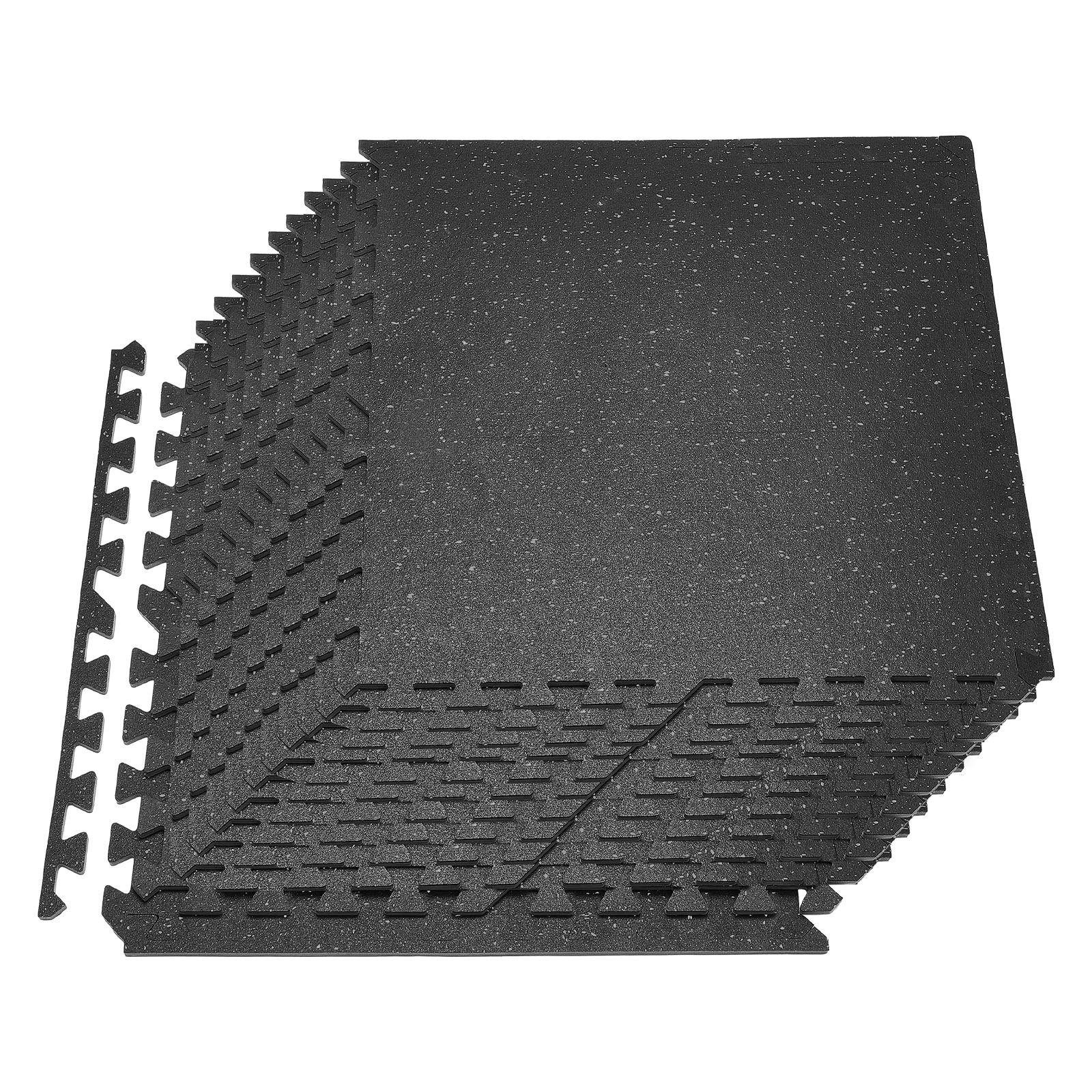 VEVOR Puzzle Exercise Mat, 24 PCS Fitness Equipment Mats, 610 x 610 x 10 mm, High-Density EVA Foam Mat Set, Interlocking Rubber Soft Tiles, Protective Floor Padding with Gray Dots for Home Gym Office