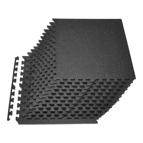 VEVOR 24 x Puzzlematte Bodenschutzmatte 610 x 610 x 14 mm, Hochdichte EVA-Schaumstoffmatte, Ineinandergreifende Fitnessmatte Gymnastikmatte Sportmatte, Trainingsmatte (Schwarz) mit Grauen Punkten