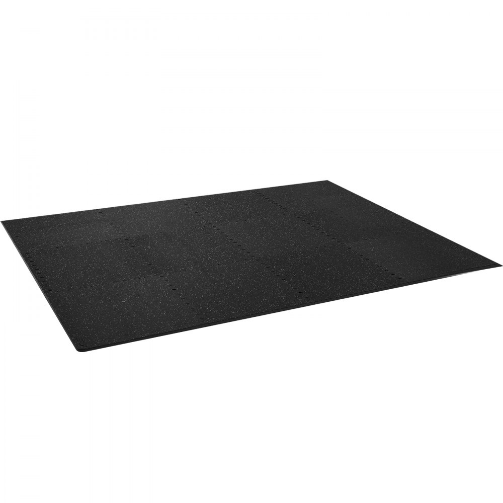 VEVOR EVA Foam Floor Mats, Gym Flooring Set, 61 x 61 cm, Black & Gray, 12-Piece Non-Slip Interlocking Puzzle Tile Protective Floor Set for Home, Training, Garage