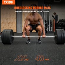 VEVOR EVA-Schaum-Fußmatten, Fitnessstudio-Bodenbelag-Set, 61 x 61 cm, Schwarz & Grau 12-teiliges Rutschfeste Ineinandergreifende Puzzle-Fliesen-Schutzboden Set für den Haushalt, Training, Garage