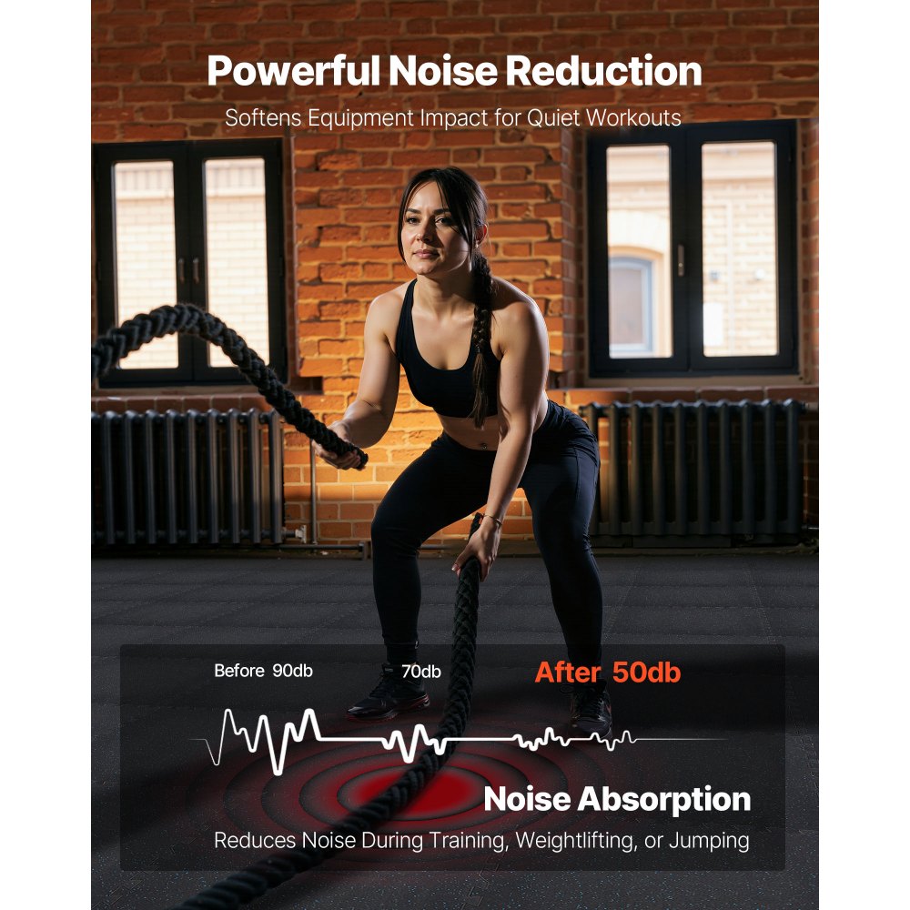 VEVOR Puzzle Exercise Mat, 24 PCS Fitness Equipment Mats, 610 x 610 x 10 mm, High-Density EVA Foam Mats Set, Interlocking Rubber Soft Tiles, Protective Floor Padding with Blue Dots for Home Gym Office