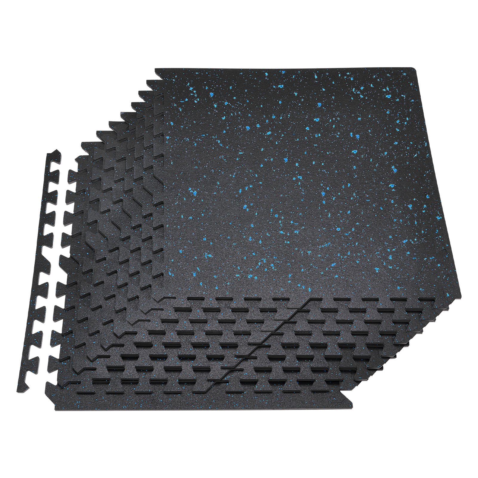 VEVOR Puzzle Exercise Mat, 24 PCS Fitness Equipment Mats, 610 x 610 x 10 mm, High-Density EVA Foam Mats Set, Interlocking Rubber Soft Tiles, Protective Floor Padding with Blue Dots for Home Gym Office