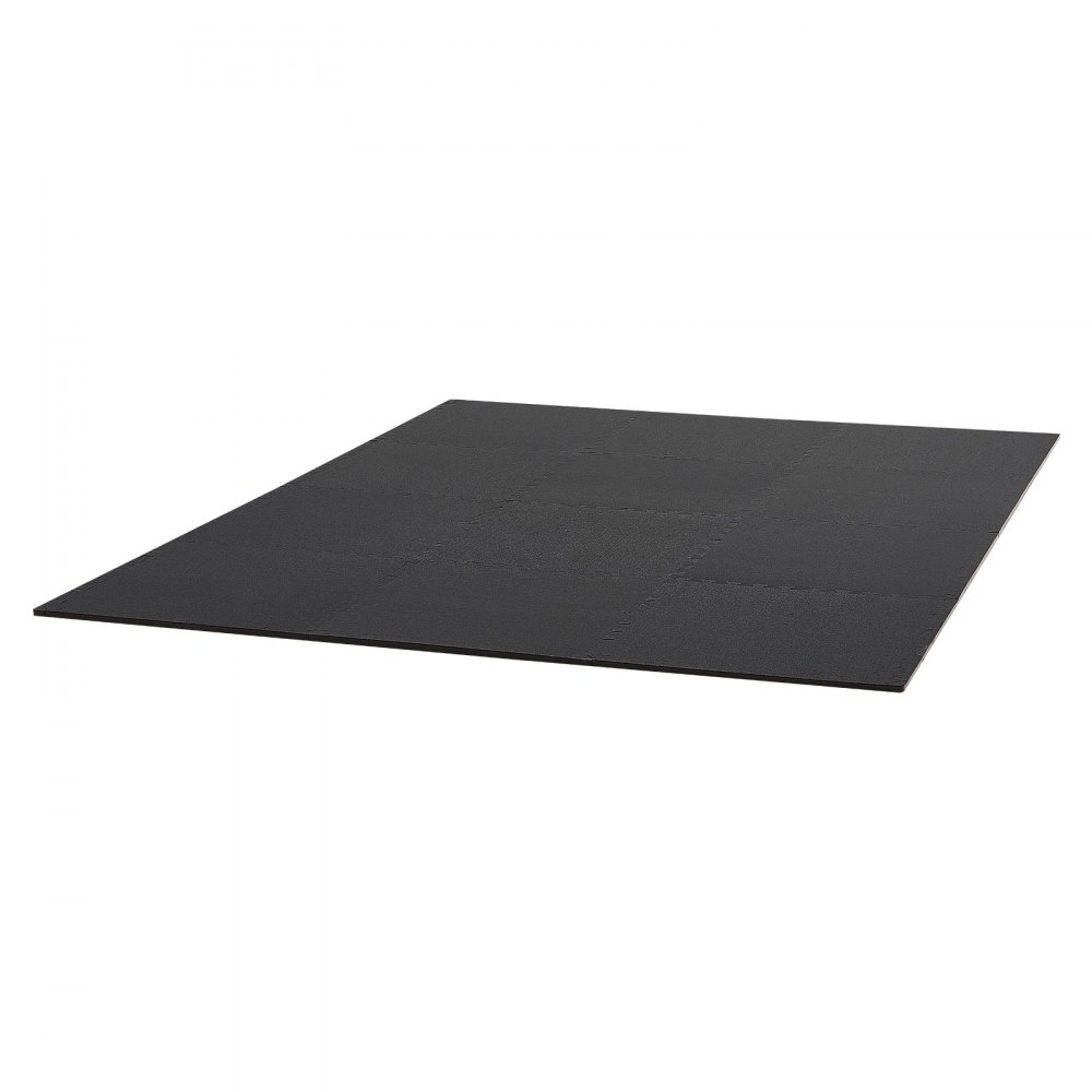 VEVOR 12 x Puzzlematte Bodenschutzmatte 610 x 610 x 14 mm, Hochdichte EVA-Schaumstoffmatte, Ineinandergreifende Fitnessmatte Gymnastikmatte Sportmatte, Trainingsmatte Schwarz Heim-Fitnessstudio