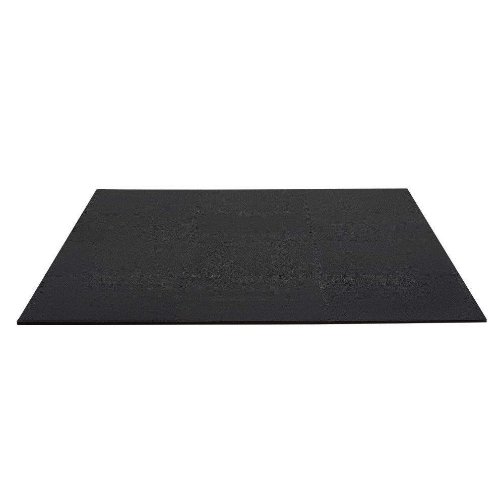 VEVOR 12 x Puzzlematte Bodenschutzmatte 610 x 610 x 14 mm, Hochdichte EVA-Schaumstoffmatte, Ineinandergreifende Fitnessmatte Gymnastikmatte Sportmatte, Trainingsmatte Schwarz Heim-Fitnessstudio