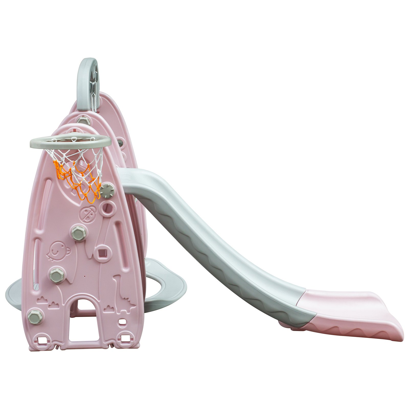 VEVOR 5 in 1 Pool Aufblasbares mit 100PC Ozean-Ball Kinderbecken, Planschbecken, Schaukel, Haushalt Household mit Rutschen und Körben Ozean-Ball Pool Aufblasbare Infant Kinderbecken(Pink)