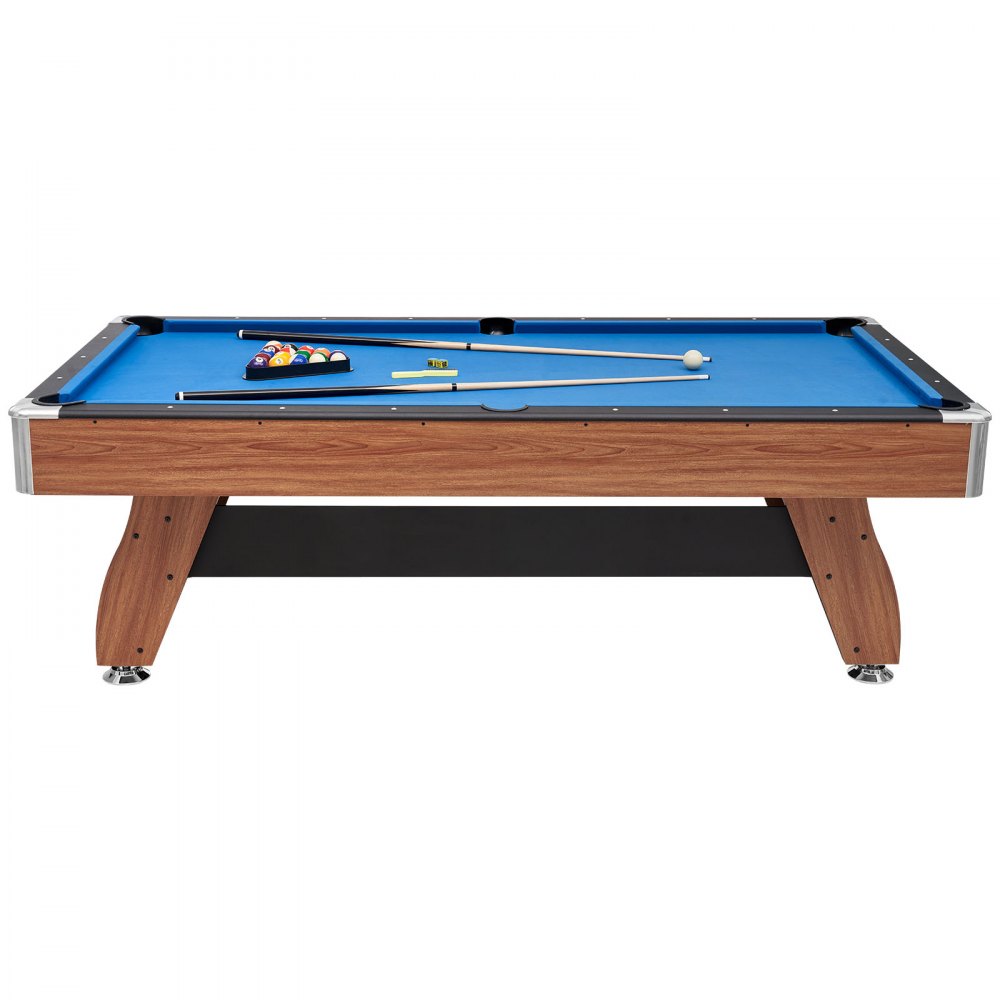 VEVOR Billardtisch 244 cm mit Holzoberfläche, moderner Spieltisch mit verstellbaren Füßen, komplettes Set inkl. Bällen/Queues/Ständer/Kreide/Bürste, für Spielzimmer Freizeiträume Blau