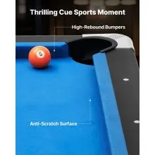 VEVOR Billardtisch 244 cm mit Holzoberfläche, moderner Spieltisch mit verstellbaren Füßen, komplettes Set inkl. Bällen/Queues/Ständer/Kreide/Bürste, für Spielzimmer Freizeiträume Blau