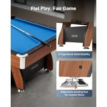 VEVOR Billardtisch 244 cm mit Holzoberfläche, moderner Spieltisch mit verstellbaren Füßen, komplettes Set inkl. Bällen/Queues/Ständer/Kreide/Bürste, für Spielzimmer Freizeiträume Blau
