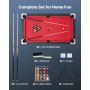 VEVOR Billardtisch 183 cm moderner Spieltisch mit verstellbaren Füßen, komplettes Set inkl.Bällen / Queues / Ständer / Kreide / Bürste, für Spielzimmer Freizeiträume schwarz mit rotem Tuch