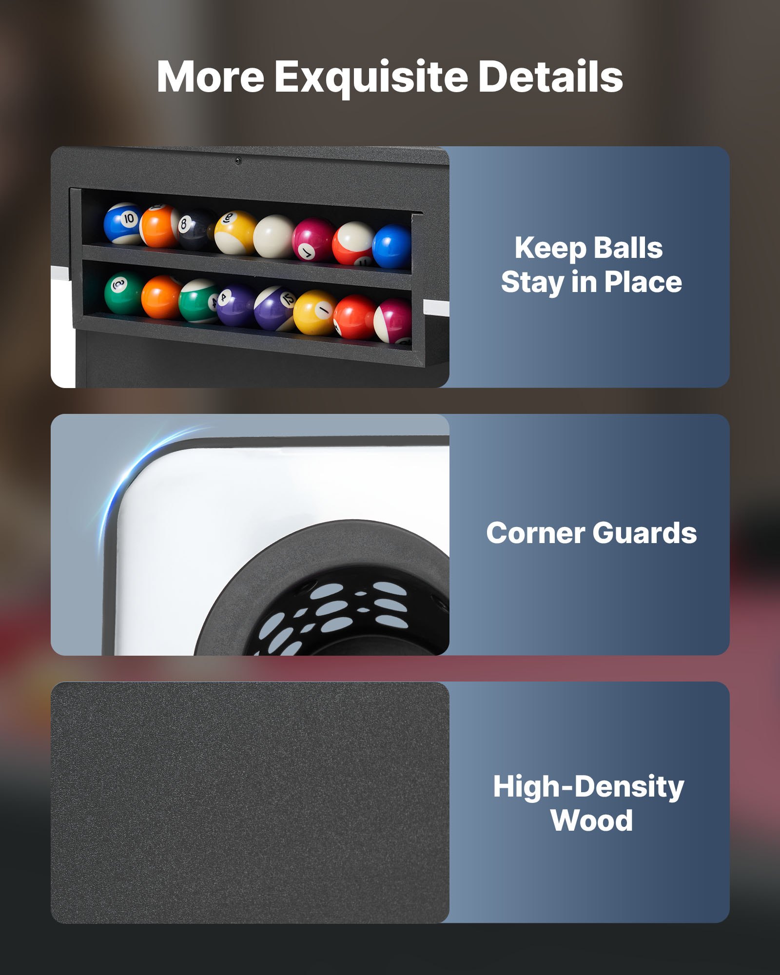 VEVOR Billardtisch 183 cm moderner Spieltisch mit verstellbaren Füßen, komplettes Set inkl.Bällen / Queues / Ständer / Kreide / Bürste, für Spielzimmer Freizeiträume schwarz mit rotem Tuch