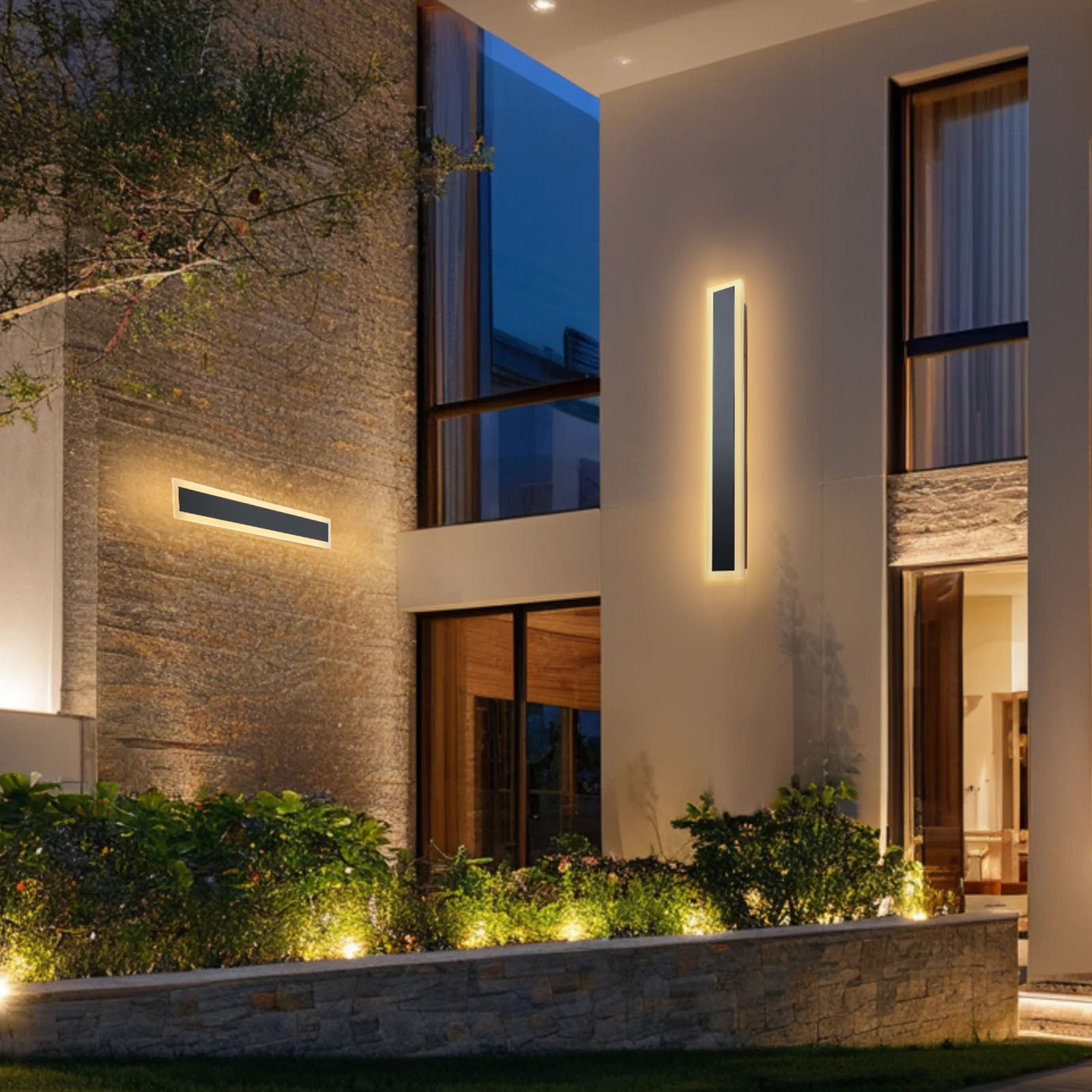 VEVOR Außenwandleuchte, 23,6 Zoll, lange Streifen, moderne Außenwandleuchte, 3000 K Warmweiß, IP65 wasserdicht, rostfreie Außenterrassen-Wandmontagebeleuchtung, für Haus, Veranda, Garage