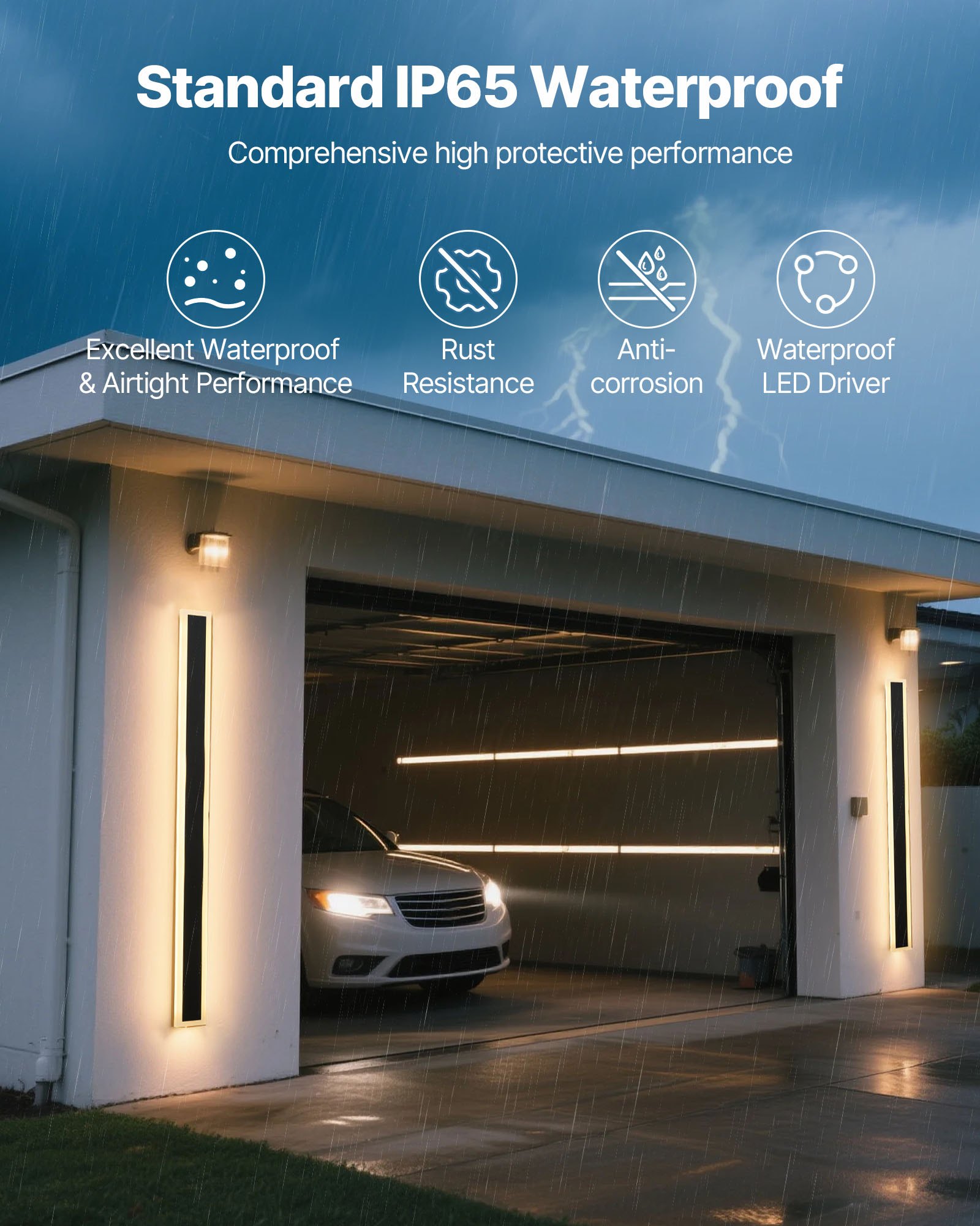 VEVOR Außenwandleuchten, 2er-Pack, 47,2 Zoll lange Streifen, moderne Außenwandleuchten, 3000 K Warmweiß, IP65 wasserdichte, rostfreie Außenwandbeleuchtung, für Haus, Veranda, Garage