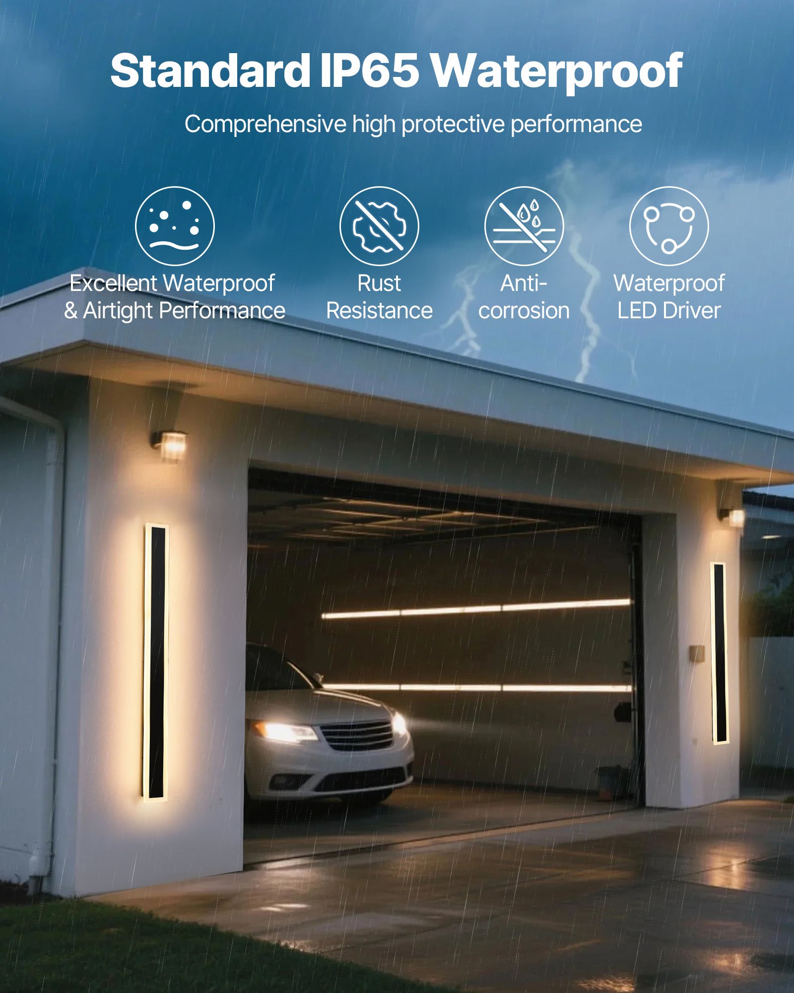 VEVOR  Wandleuchten Villa, 2er-Pack, 100 cm lange Streifen, moderne Außenwandleuchten, 3000 K Warmweiß, IP65 wasserdicht, Wand Licht, für Haus, Veranda, Garage, Gärten, Terrassen