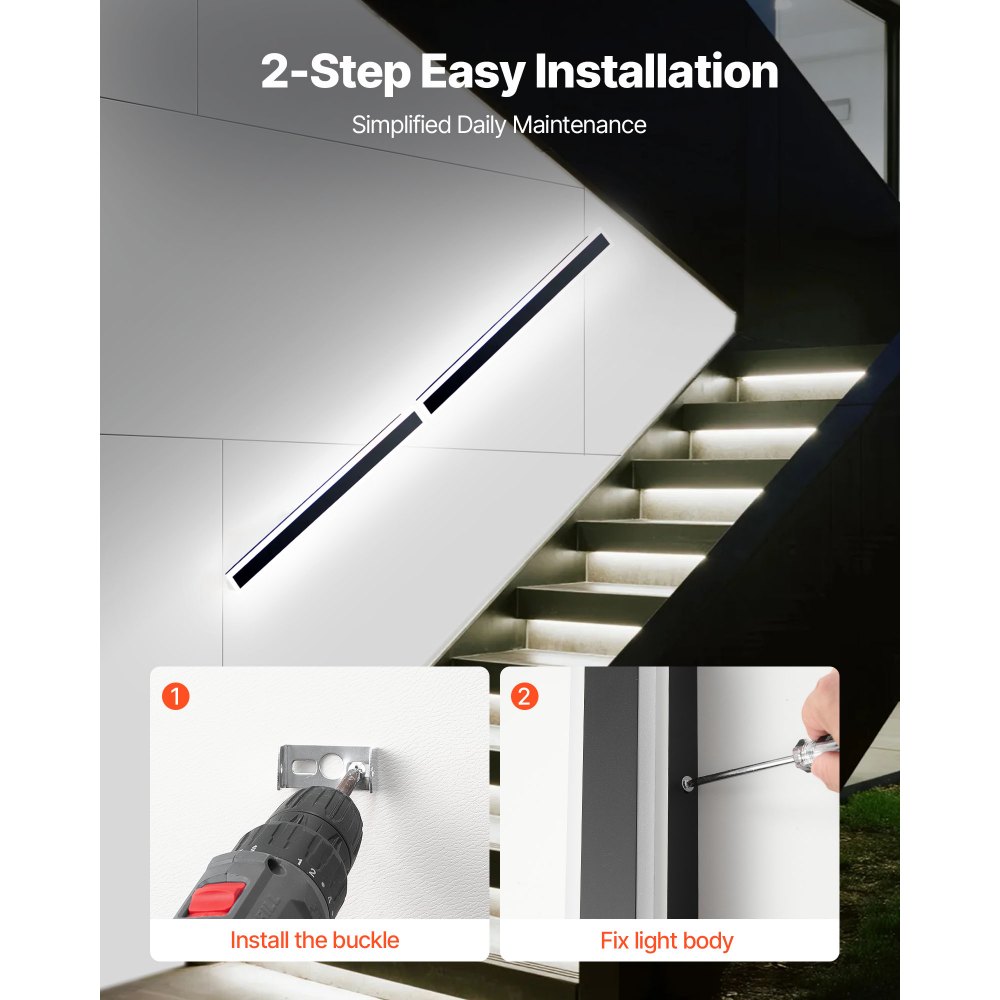 VEVOR Wandleuchten, 2er-Pack, 100 cm lange moderne RGB-Außenwandleuchten, 2700 K-6000 K, IP65 wasserdicht, rostfrei, dimmbar, Wand Licht für Haus, Veranda, Garage, Garten, Terrasse