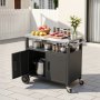 VEVOR Outdoor-Grillwagen mit Aufbewahrungsschrank, 92 cm Grilltisch mit Edelstahlplatte, Griff, Rollen und Flaschenöffner, Küchenwagen & Servierwagen für Terrasse, Garten, Bar und BBQ-Bereich