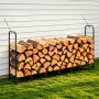 VEVOR Kaminholzregal 1/2 Cord Brennholzregal Feuerholzregal 2415x320x1185mm, für Kamin, Terrasse & Balkon, Rahmen aus Kohlenstoffstahl Pulverbeschichtet, Tragfähigkeit 500 kg, Kapazität 1213,8 L Schwarz