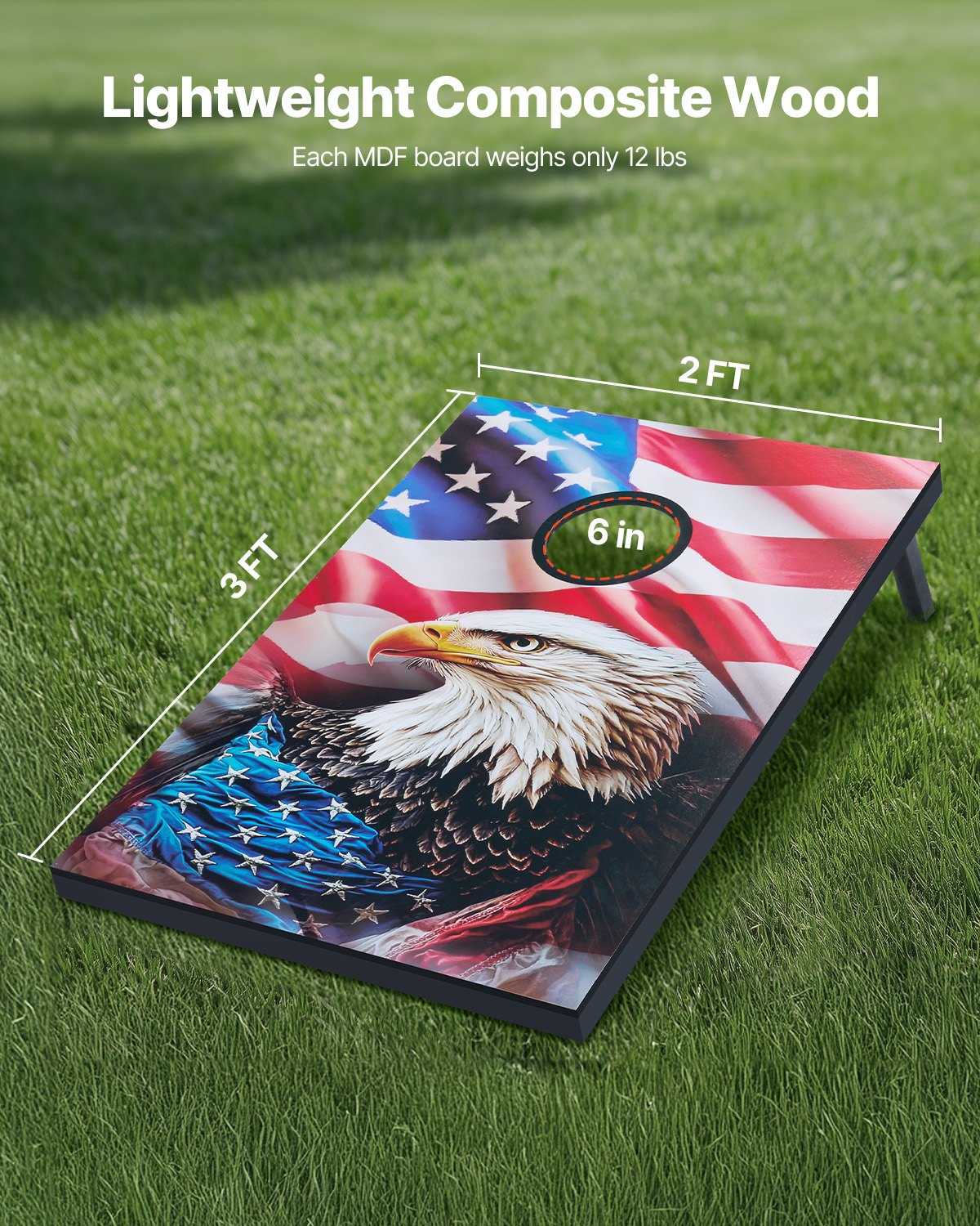 VEVOR Cornhole Game Set (920 x 600 x 241 mm) Cornhole Game Boards, Portable Throwing Board Made of MDF Wood, Cornhole Game for Adults, Includes 8 Bean Bags & Carrying Bag, for Garden, Backyard, Beach