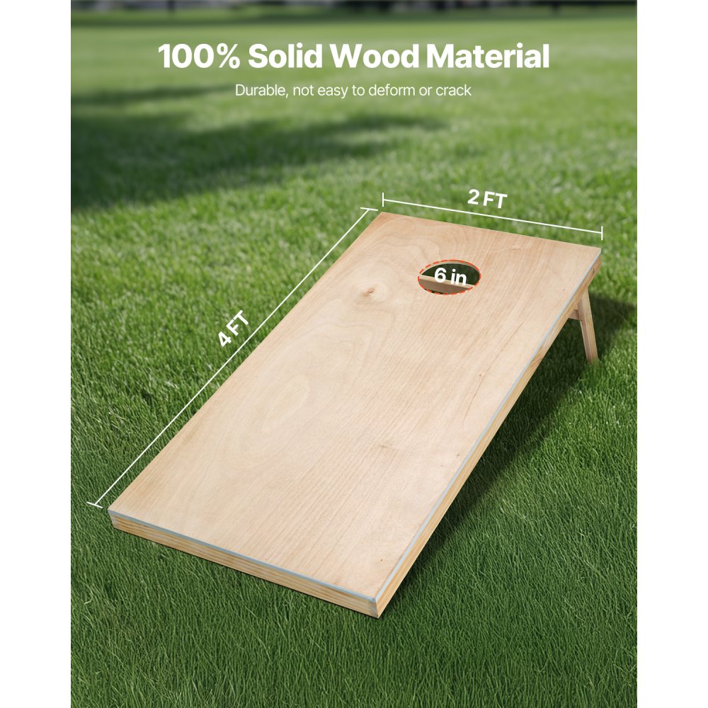 VEVOR Cornhole Spiel Set (1255 x 600 x 302 mm) Cornhole-Spielbretter, tragbares Wurfbrett aus Massivholz, Cornhole-Spiel für Erwachsene, inkl. Tragetasche, für Garten Hinterhof Strand Camping