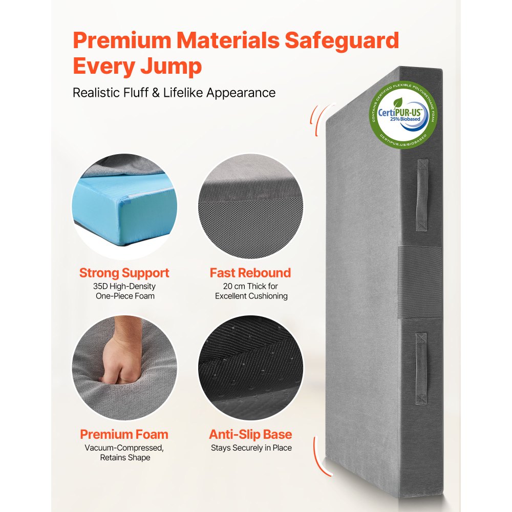 VEVOR Crashpad (180 x 121 x 20 cm)  Sensorische Kindermatte mit weichem, dickem Schaumstoff & waschbarem Bezug, für Sinnesräume für Kinder und Erwachsene zum Springen Spielen Klettern Turnen