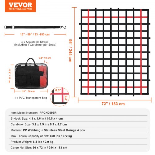 VEVOR Frachtnetz, 2440 X 2060 Mm, LKW-Ladeflächenn Produktbild-Vorschau 8
