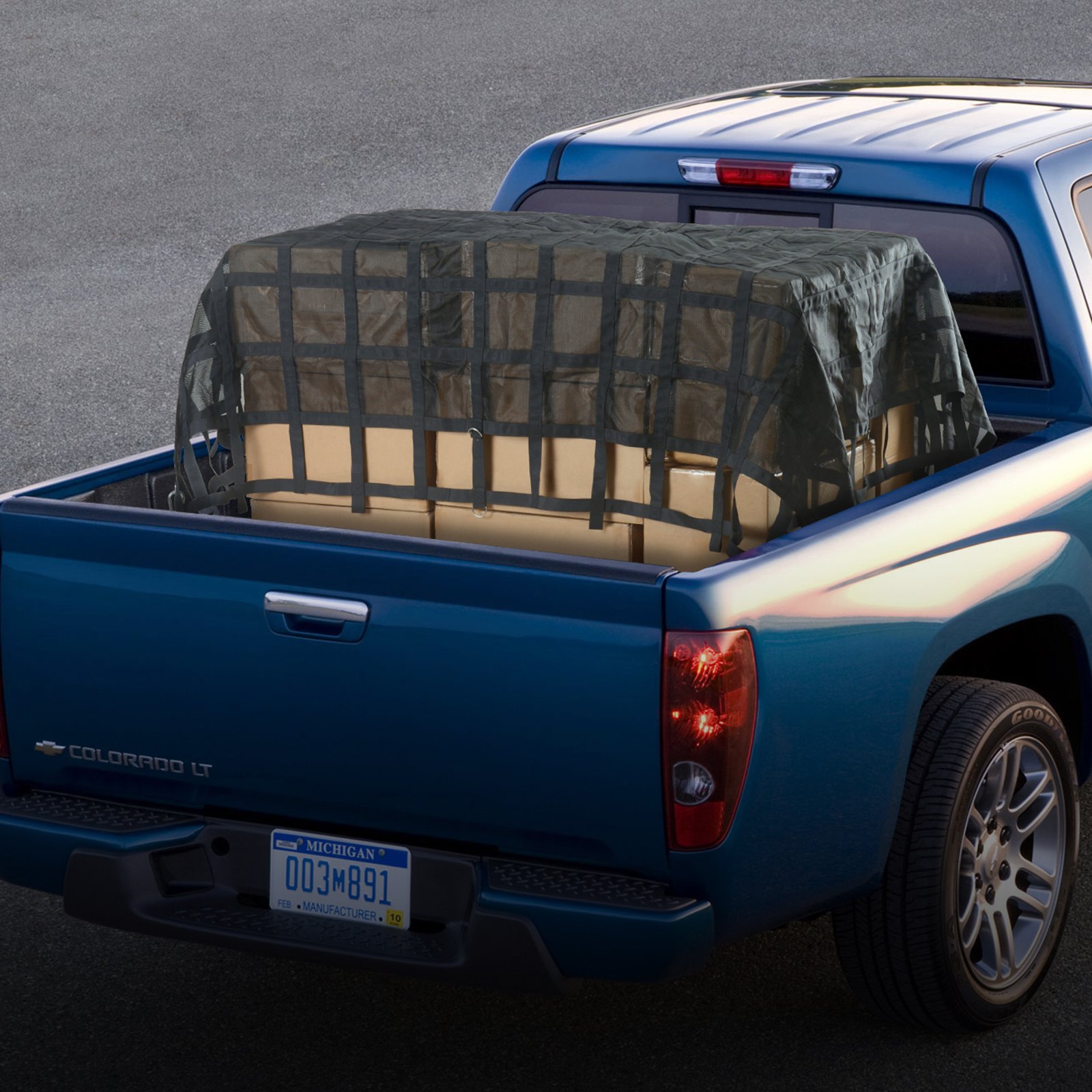 VEVOR Cargo Net, 3020 x 2670 mm, Truck Bed Net, 4 Adjustable Straps with Carabiners & S-Hooks, Wear-Resistant & Weatherproof Transport Net, Luggage Net Suitable for Pickup, Truck, Jeep, SUV, Boat