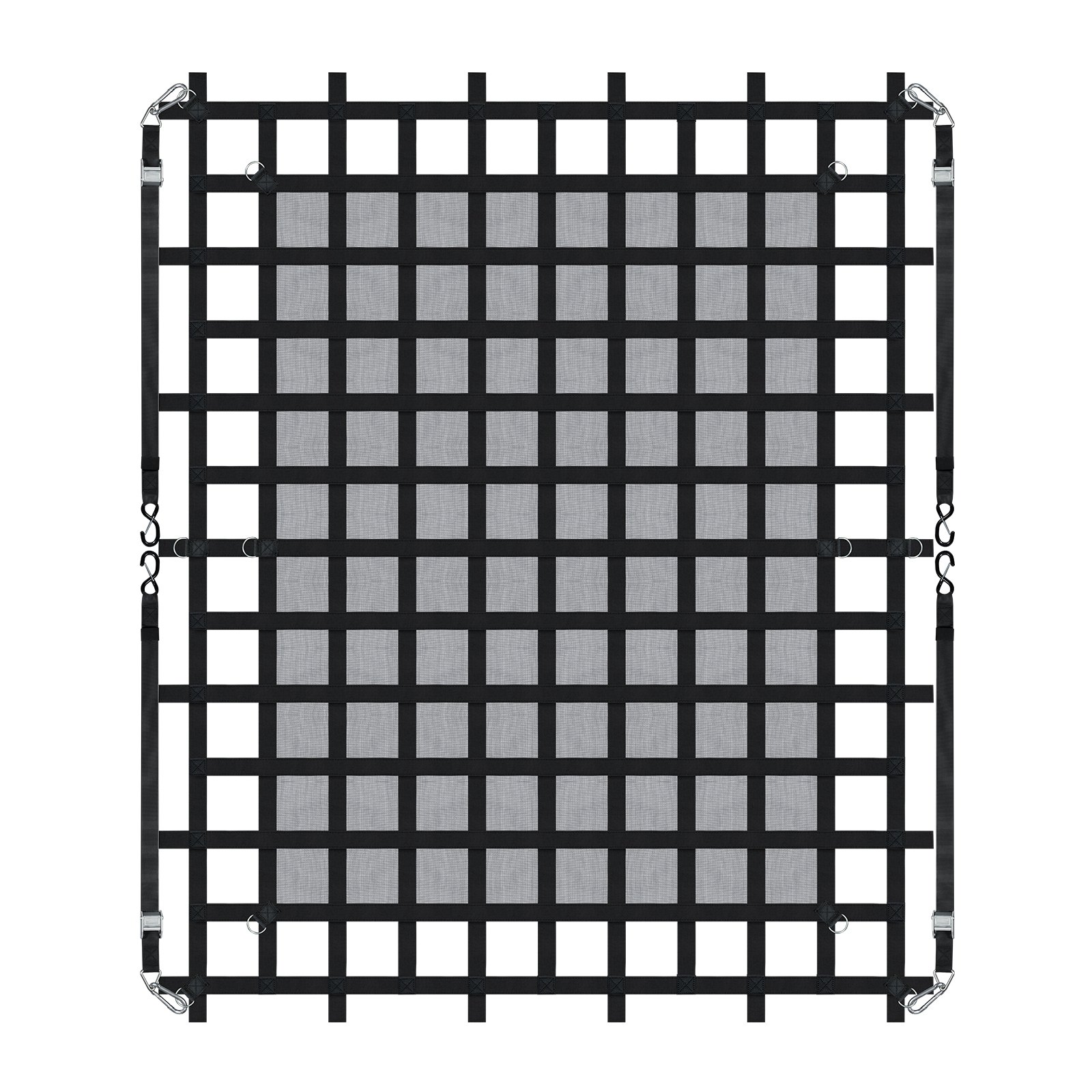 VEVOR Cargo Net, 2440 x 2060 mm, Truck Bed Net, 4 Adjustable Straps with Carabiners & S-Hooks, Wear-Resistant & Weatherproof Transport Net, Luggage Net Suitable for Pickup, Truck, Jeep, SUV, Boat