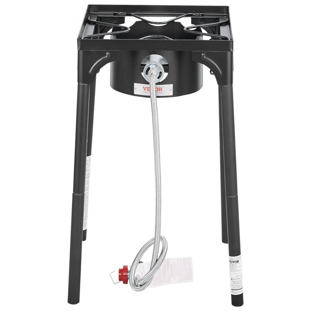 VEVOR Outdoor-Campingkocher, Flüssiggas Gaskocher, 40 x 40 x 70 cm Einzelbrenner Campingkocher Hockerkocher, 30000 BTU Wokbrenner Gasherd Hausparty Camping Campinggaskocher inkl. Gasschlauch