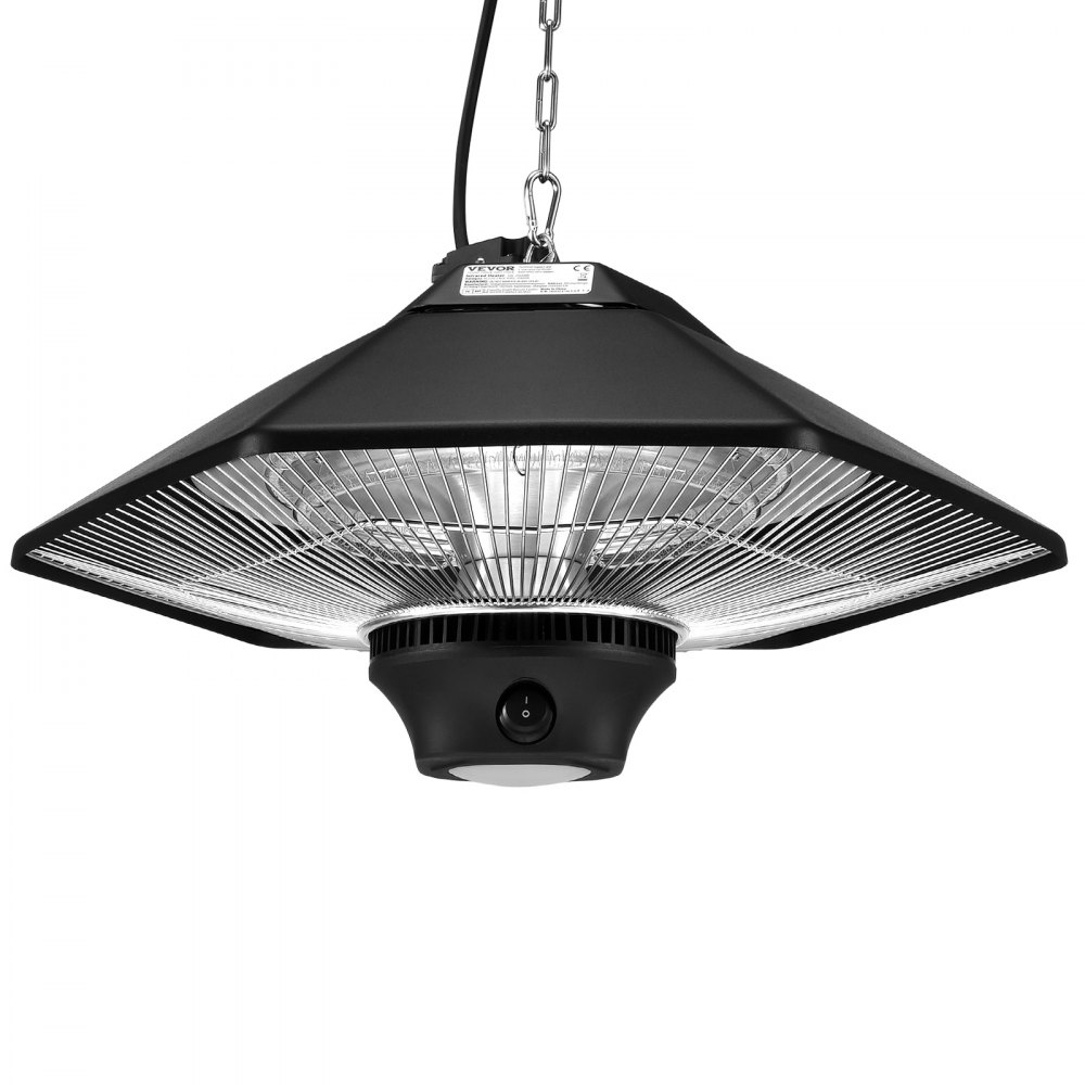 VEVOR Deckenheizstrahler, 2000 W, Fernbedienung, Wärmestrahler für draußen/drinnen, IP34-geschützter Heizstrahler mit Zugschnur und verstellbarer Kette, für Veranda, Terrasse, Esszimmer, Studio