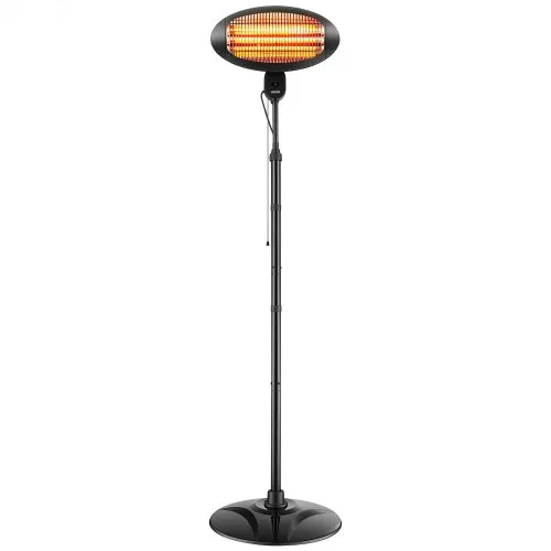 VEVOR Infrarot Heizstrahler 2000W 2-in-1 Infrarotstrahler mit Zugschalter, Infrarotheizung für Garten Terrasse Balkon, 3 Heizstufen, Kaltgewalzter Stahl, Mit Quarz-Heizelemente, Wand- & Standgerät