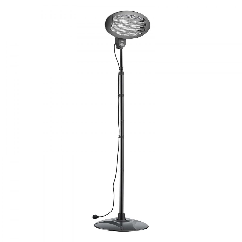 VEVOR Infrarot Heizstrahler 2000W 2-in-1 Infrarotstrahler mit Zugschalter, Infrarotheizung für Garten Terrasse Balkon, 3 Heizstufen, Kaltgewalzter Stahl, Mit Quarz-Heizelemente, Wand- & Standgerät