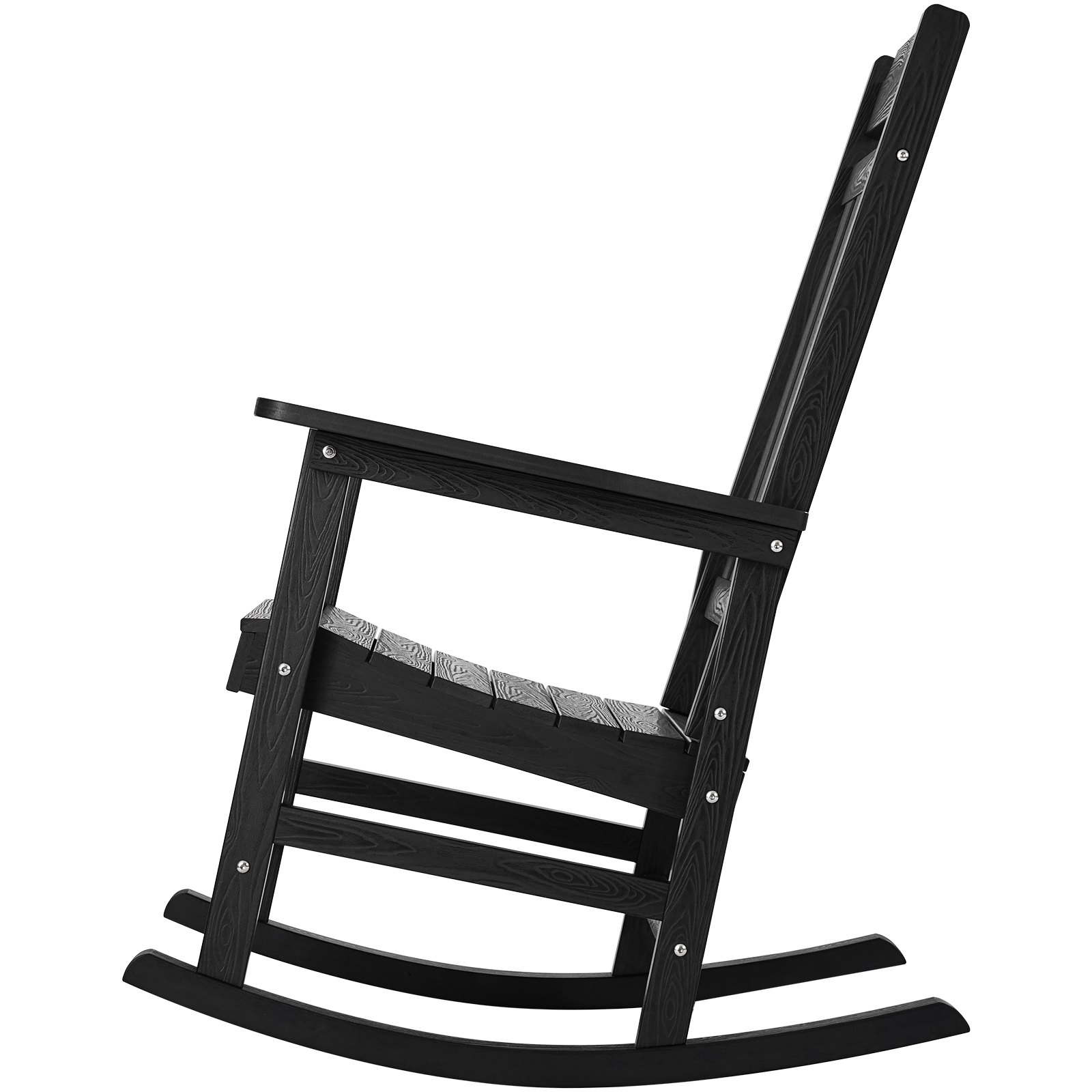 VEVOR 2 Stück Veranda-Schaukelstuhl, HIPS-Schaukelstuhl für draußen, Terrassen-Schaukelstuhl mit hoher Rückenlehne und glatten Armlehnen, trägt bis zu 180 kg, für Garten, Balkon, Veranda, schwarz