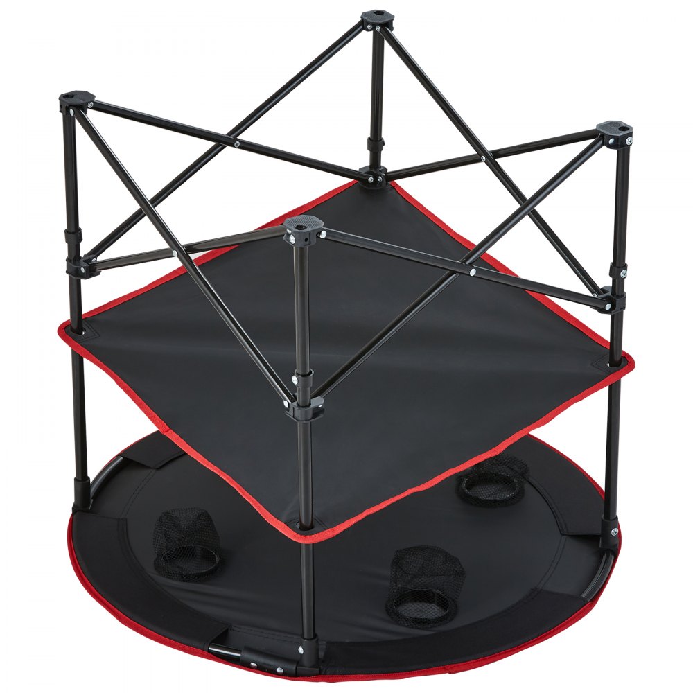 VEVOR Klapptisch Campingtisch 720x720x610 mm, Zusammenklappbarer Gartentisch 2-lagiger Balkontisch Mehrzwecktisch mit 4 Getränkehaltern 25 kg Belastbar Camping Tisch Falttisch Tragbar Oxford-Stoff