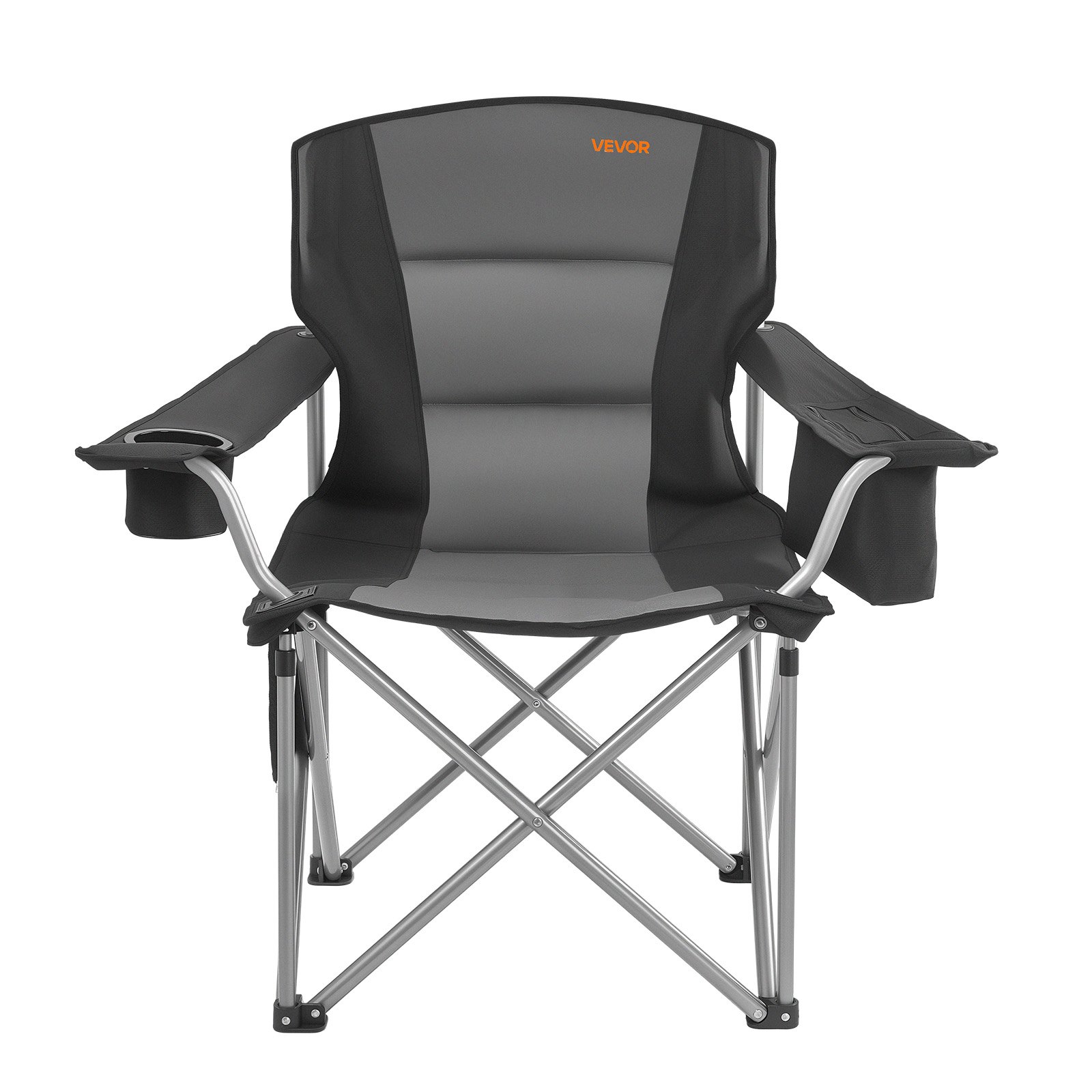 VEVOR Faltstuhl Klappstuhl mit Getränkehaltern & Armlehnen 158 kg Belastbar, Anglersessel Faltbar Anglerstuhl Faltstuhl Schwarz, inkl. Tragtasche Camping Stuhl Outdoor Regiestuhl  Tragbar