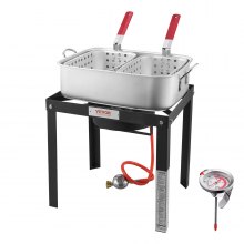 VEVOR Fisch Fritteuse Maschine Propan-Fritteusen Outdoor Aluminium 2 Korb 13,27L