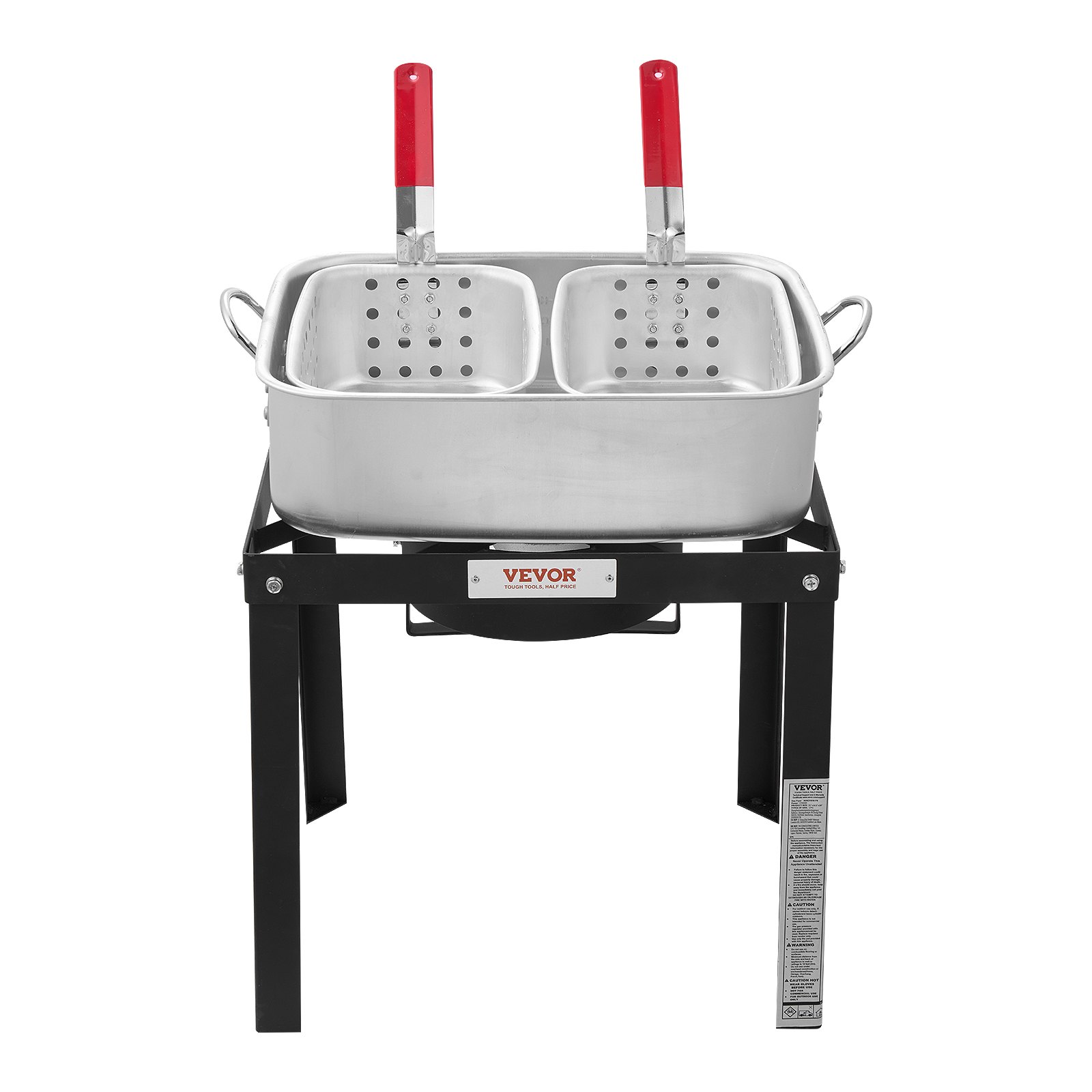 VEVOR Fisch Fritteuse Flügelfritteuse Propan-Fischfritteusen-Set 13,27 L aus Aluminium, Meeresfrüchte-Topf Outdoor mit Thermometer, Siebkorb und 58000 BTU Propanbrennern, zum Kochen im Freien