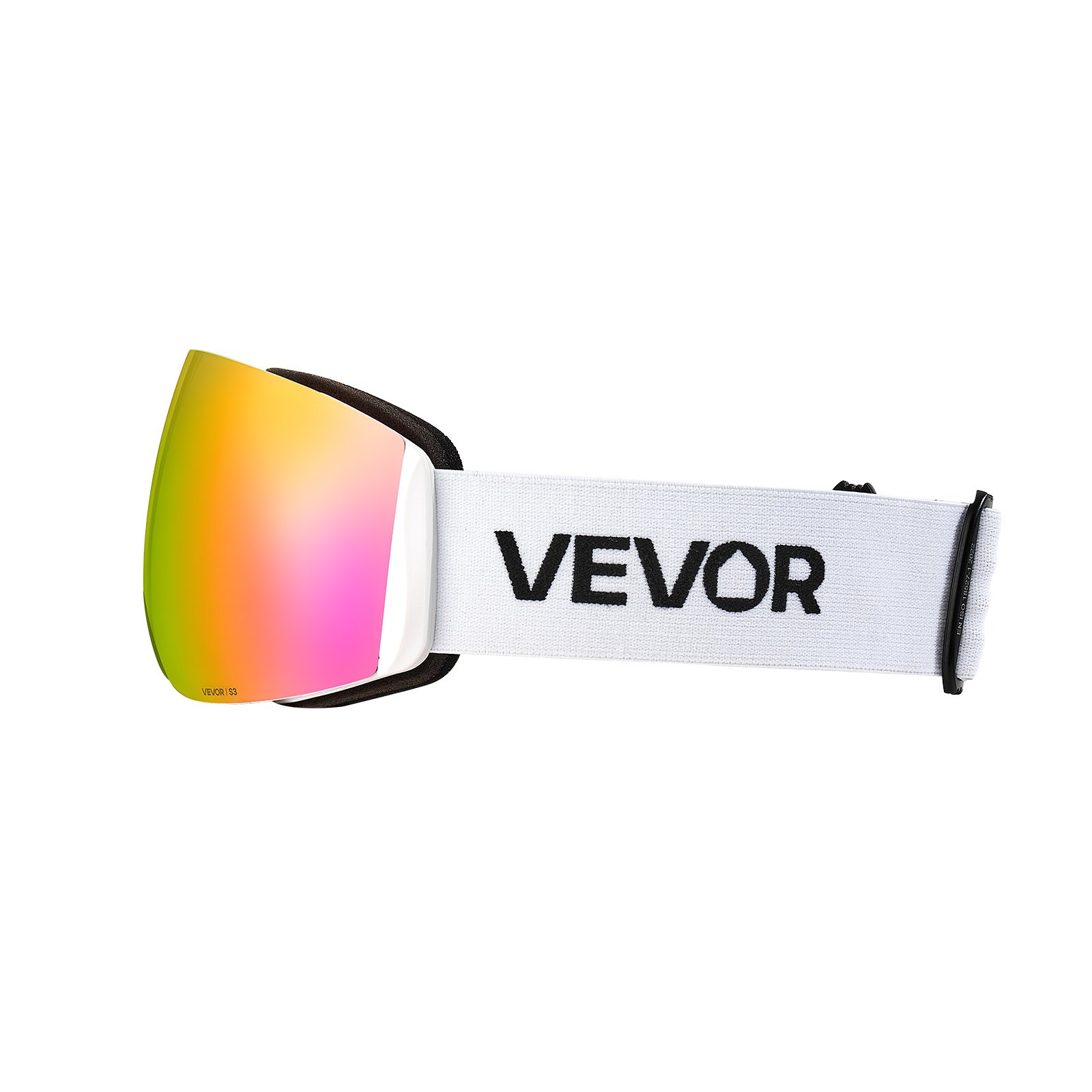 VEVOR Rahmenlose Skibrille, sphärische Linse mit rosa Revo-Beschichtung, OTG Anti-Beschlag-Schutzbrille, Motorradbrille, Motocross Brille, geeignet zum Skifahren, Skaten, Snowboarden