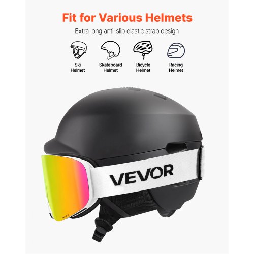 VEVOR Skibrille Rahmenlos Mit Magnetischen Wechselgläsern - Dunkelblaue Revo-Beschichtung, Für Ski & Motorrad