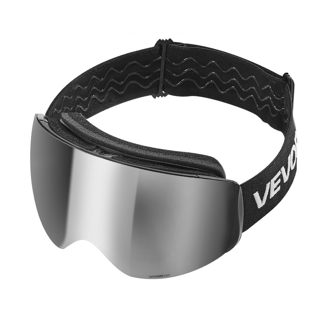 VEVOR Rahmenlose Skibrille, sphärische Linse mit Silver Mirror Revo-Beschichtung, OTG Anti-Beschlag-Motocross-Brille, Motorradbrille, Crossbrille, Schutzbrille, für Skifahren, Skaten, Snowboarden